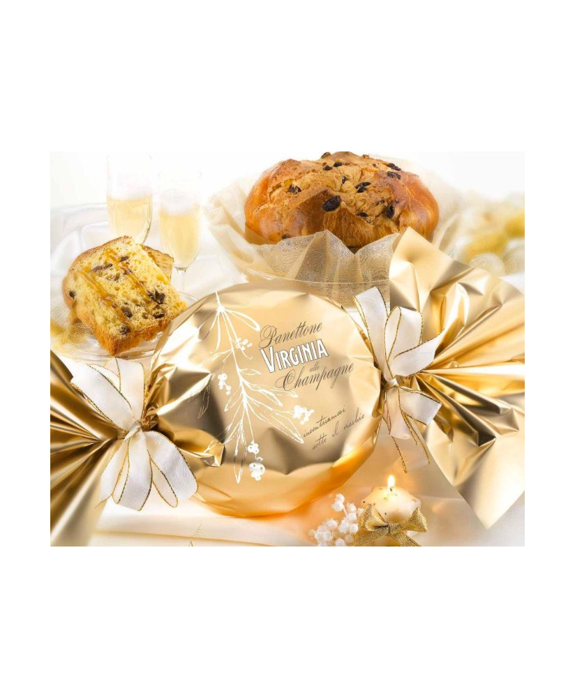 Virginia, panettone allo champagne incartato a caramella. Vendita online panettoni artigianali Virginia Sassello miglior prezzo