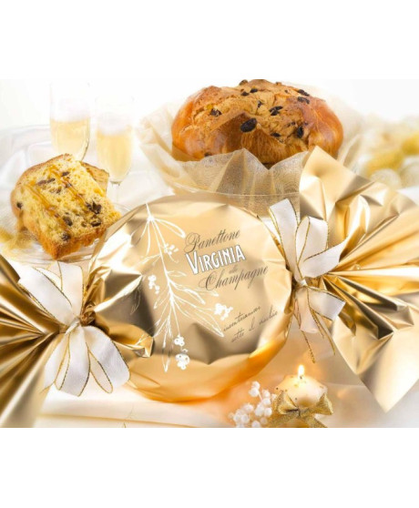 Virginia, panettone allo champagne incartato a caramella. Vendita online panettoni artigianali Virginia Sassello miglior prezzo