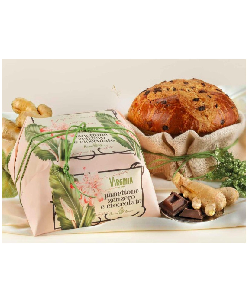 Virginia, ginger and chocolate panettone typical italian christmas cake. Shop online panettoni handmade Virginia Sassello