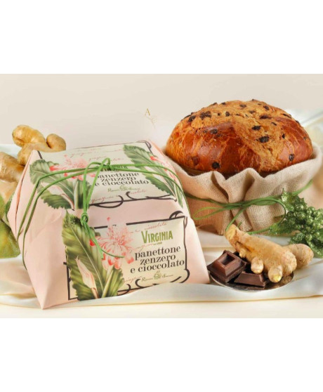 Virginia, ginger and chocolate panettone typical italian christmas cake. Shop online panettoni handmade Virginia Sassello