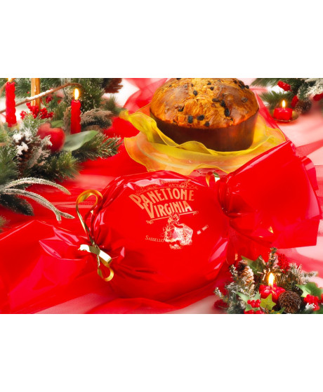 Virginia, panettone tradizionale caramella incarto rosso. Vendita online panettoni artigianali Virginia Sassello miglior prezzo