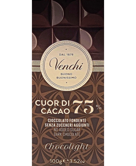 Vendita online tavolette di cioccolato senza zucchero Venchi fondente extra 75%. Prezzo on-line € 2,80. Shop on line cioccolata Vendita online tavolette di cioccolato senza zucchero Venchi fondente extra 75%. Prezzo on-line € 2,80. Shop on line cioccolata