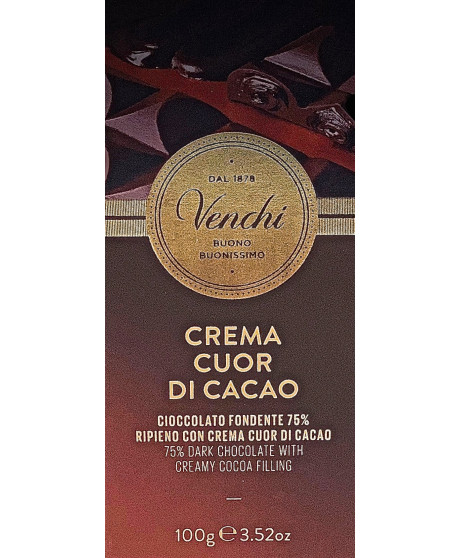 Venchi italian dark Chocolate Bar Cocoa Heart stuffed Cocoa Cream 75% shop online price | corso101.com Venchi italian dark Chocolate Bar Cocoa Heart stuffed Cocoa Cream 75% shop online price | corso101.com