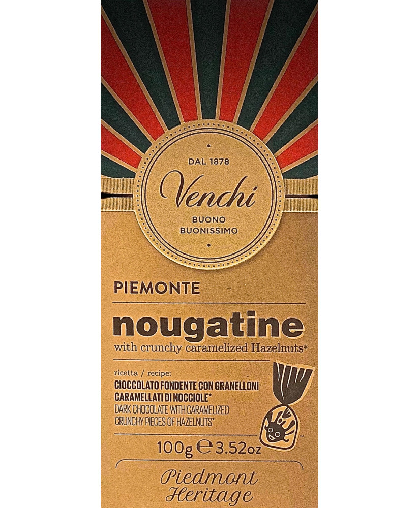Venchi italian dark Chocolate Bar Nougatine stuffed nugat hazelnuts shop online price | corso101.com