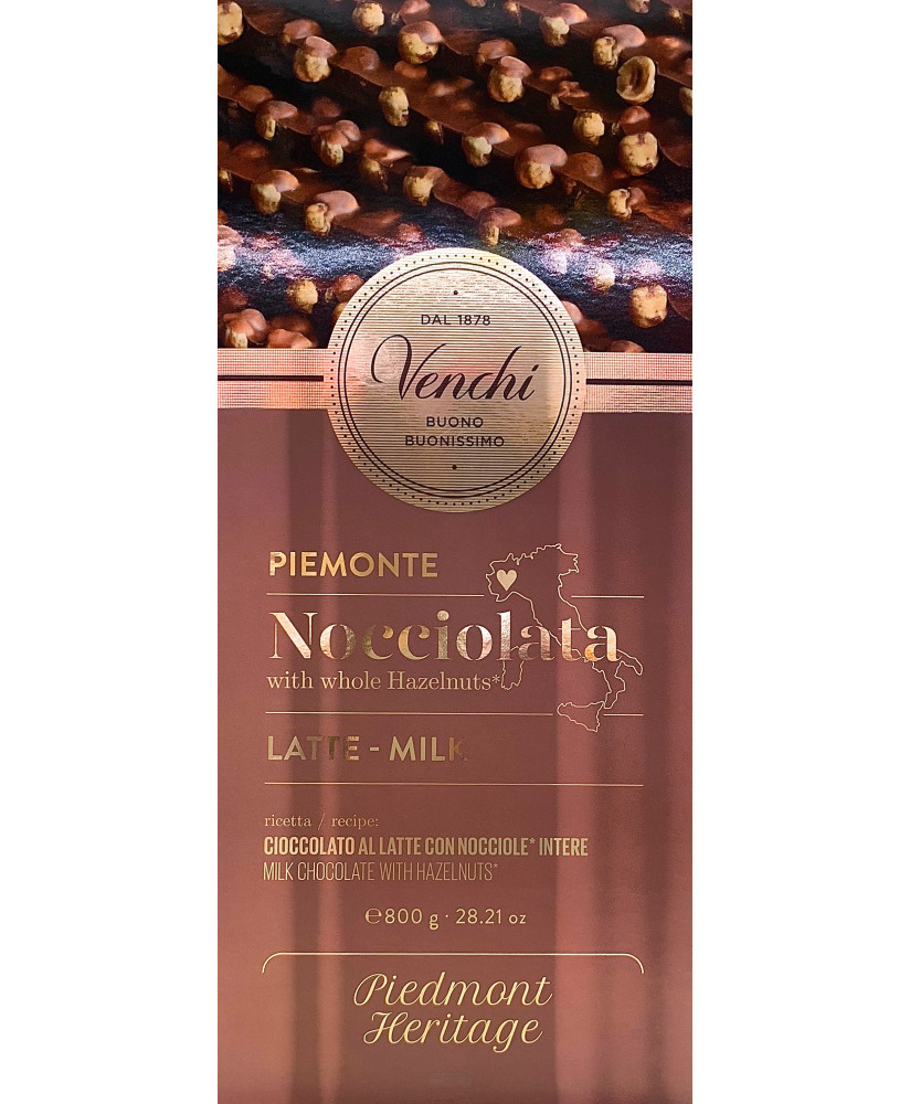 Vendita online tavolette grandi da 1 kg. di cioccolato Venchi al latte con nocciole piemonte intere. Shop on line cioccolata al