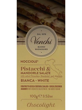 Venchi - Chocolight - White with Salted Pistachios, Hazelnuts, Almonds - 100g