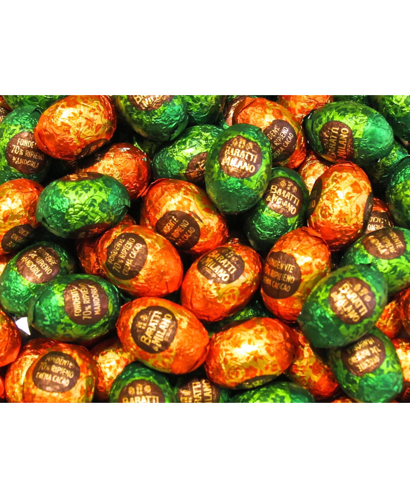 Vendita online ovetti Baratti & Milano di cioccolato extra fondente amaro al 70% di cacao. Shop on line ovette di Pasqua di cioc