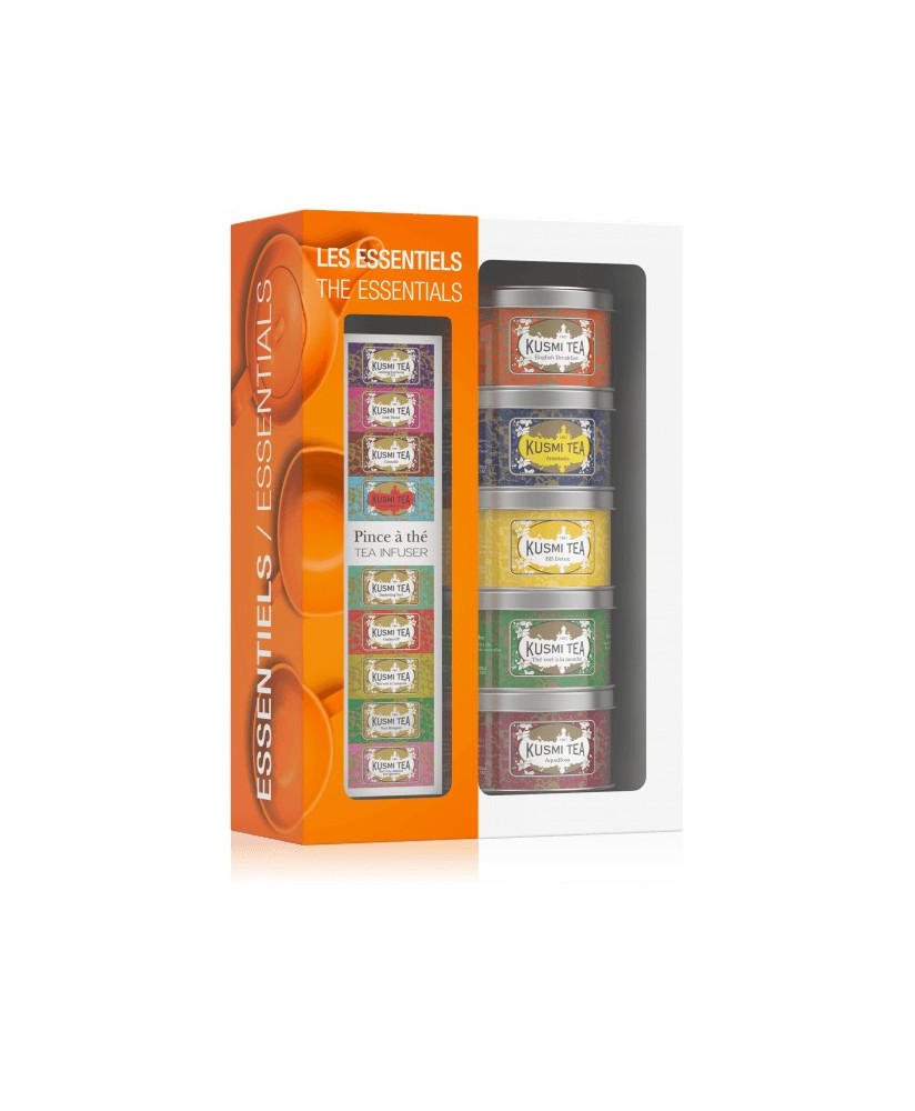 KUSMI TEA - THE ESSENTIALS TEAS ASSORTMENT - WITH INFUSER 5 X 25G