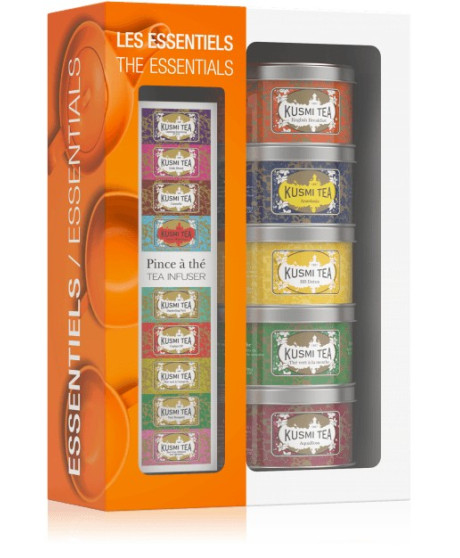 KUSMI TEA - SELEZIONE "GLI ESSENZIALI" - CON INFUSORE - 5 X 25G 