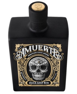 Gin Amuerte - Black edition - Coca Leaf Gin - Belgian Gin with coca leaves skull bottle - Shop on line gin