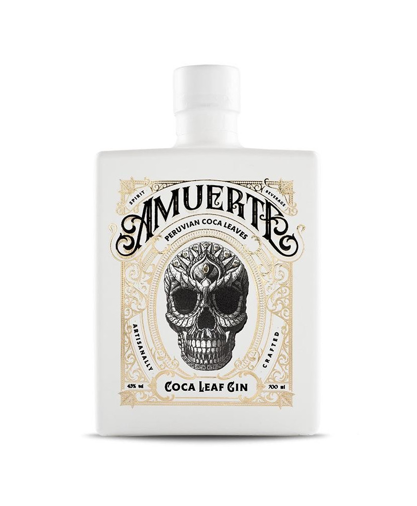 Gin Amuerte - White edition - Coca Leaf Gin - Belgian Gin with coca leaves skull bottle - Shop on line gin