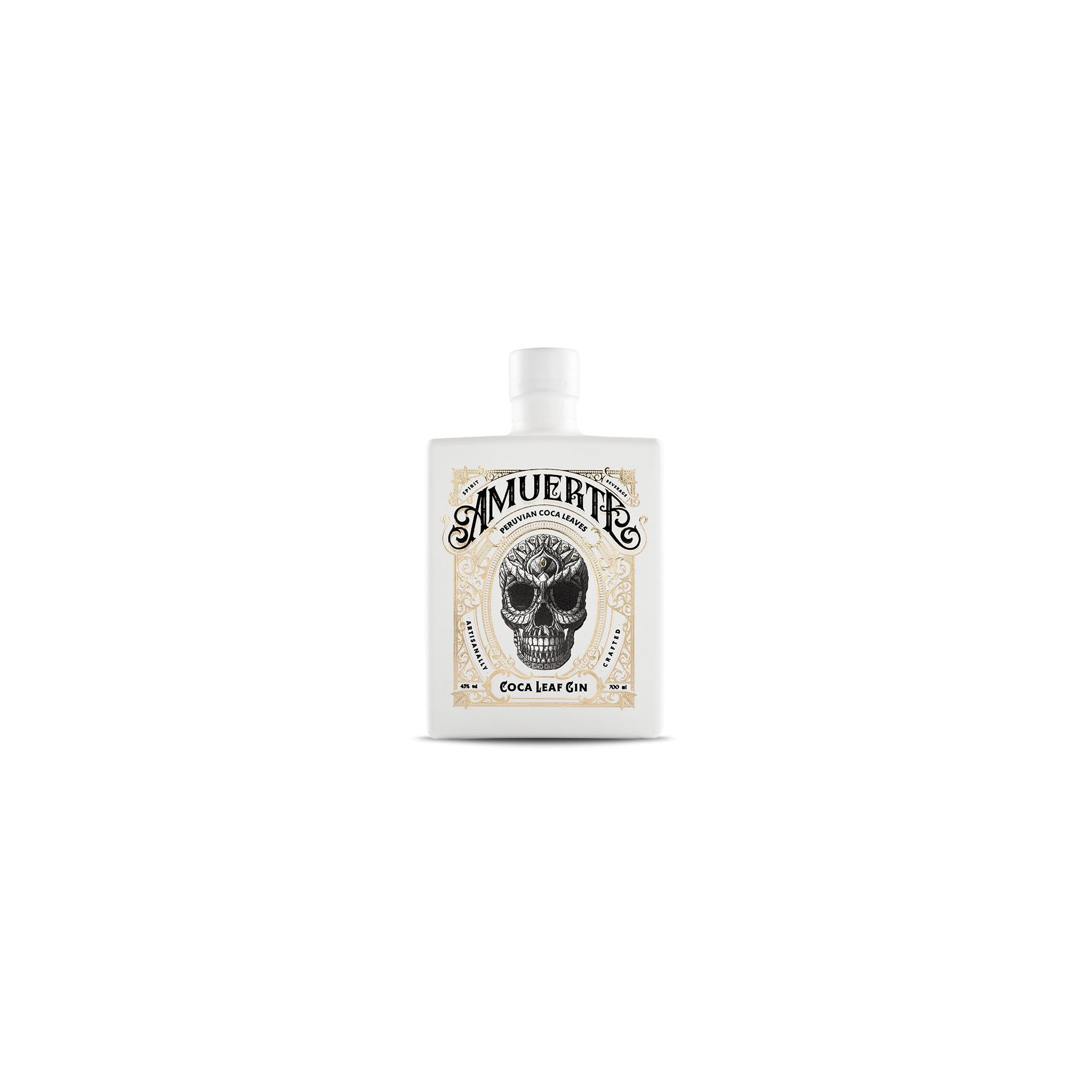 Gin Amuerte - White edition - Coca Leaf Gin - Belgian Gin with coca leaves  skull bottle - Shop on line gin