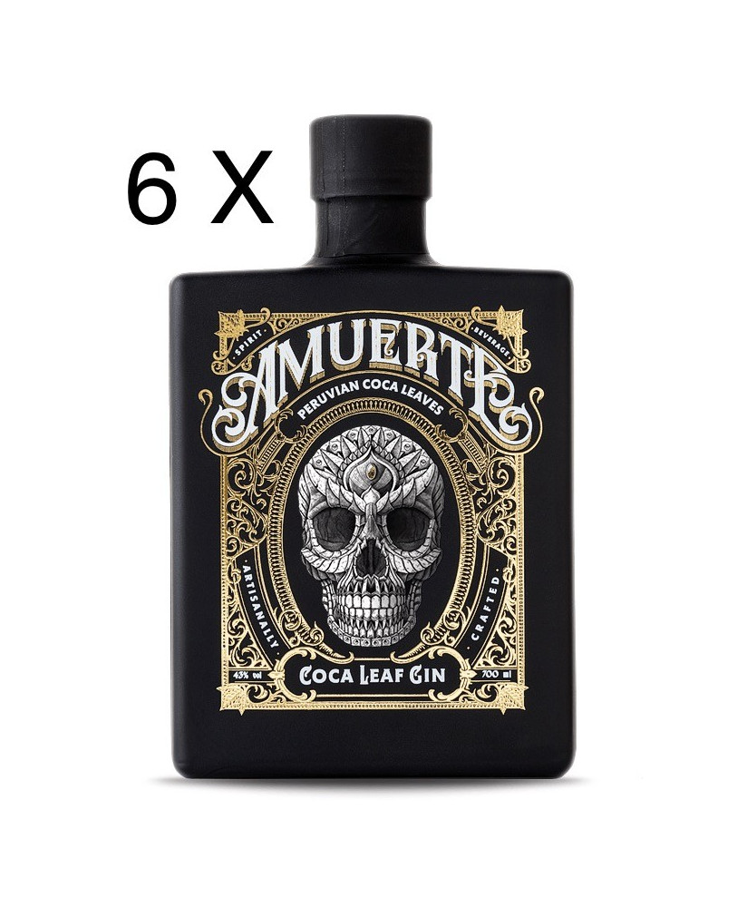 (6 BOTTLES) Amuerte - Peruvian Coca Leaf Gin - Black Edition - 70cl 