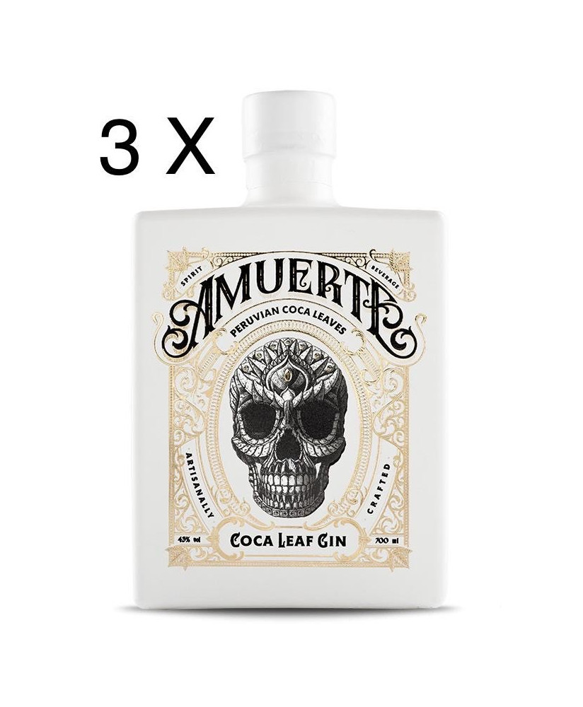 (3 BOTTLES) Amuerte - Peruvian Coca Leaf Gin - White Edition - 70cl 