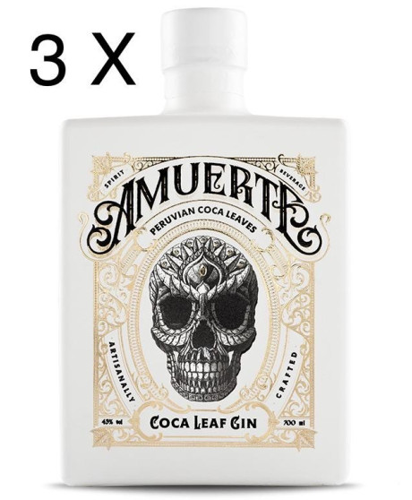 (3 BOTTLES) Amuerte - Peruvian Coca Leaf Gin - White Edition - 70cl 