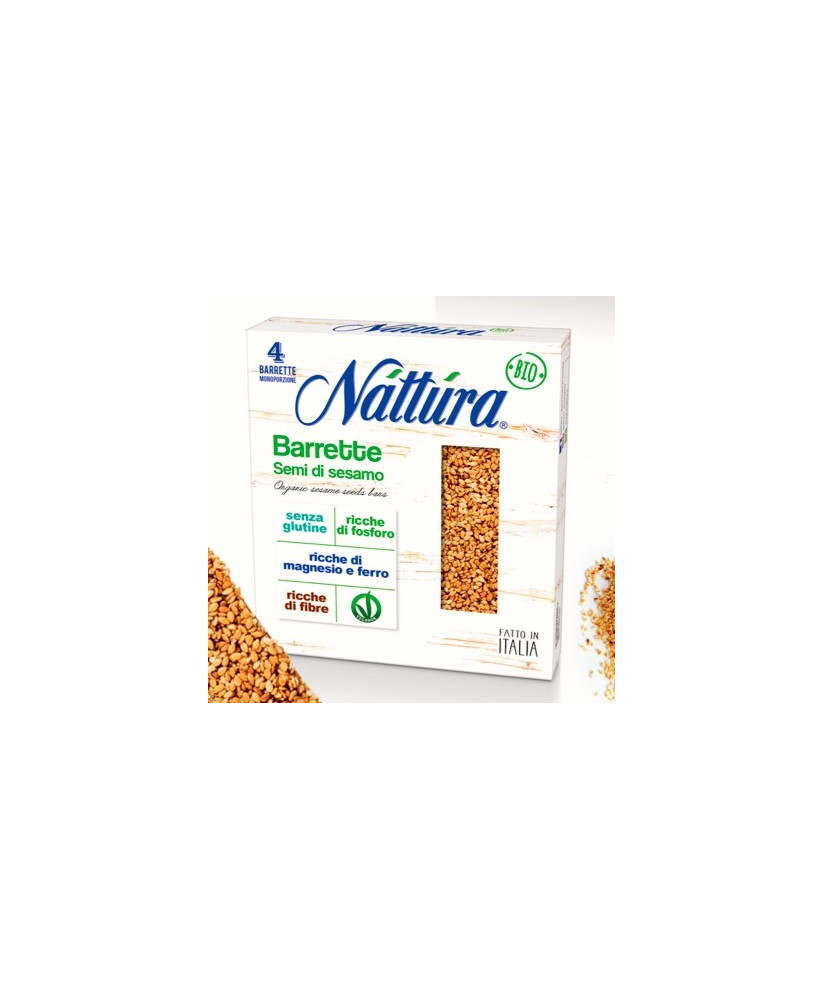 Vendita online Barrette con semi di Sesamo Nattura. Shop online prodotti biologici nattura. Shop online snack Nattura