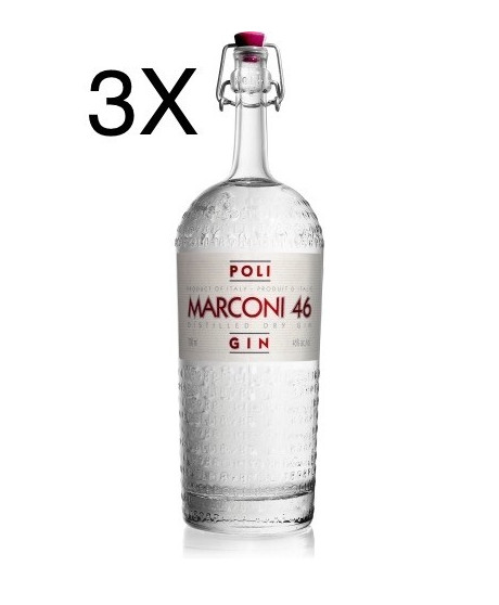 (3 BOTTLES) Poli - Gin Marconi 46 - 70cl 