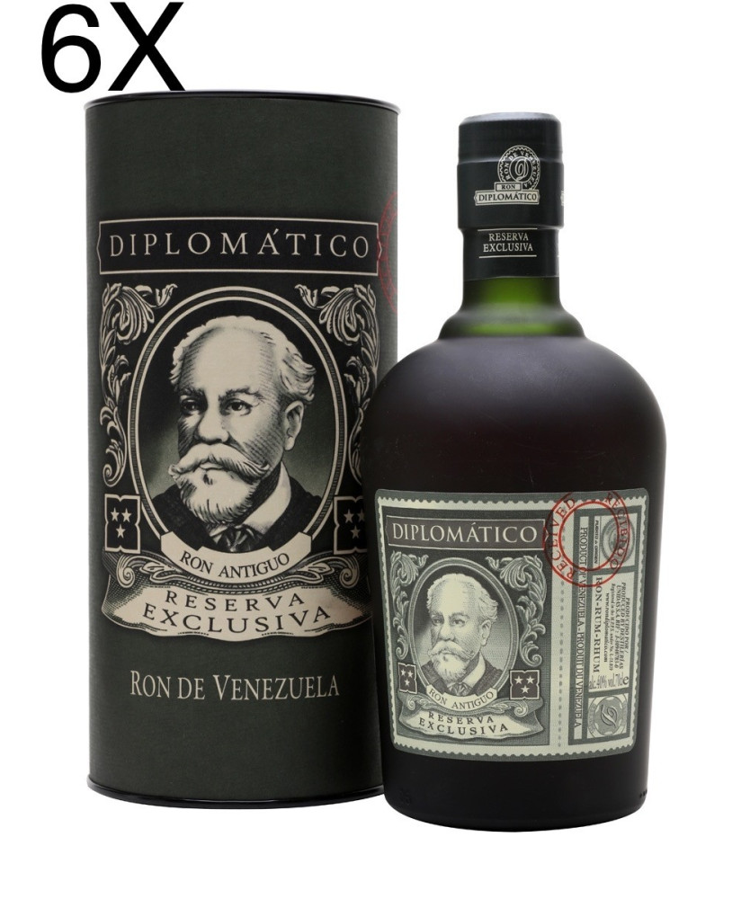 (6 BOTTLES) Diplomatico - Reserva Exlusiva - Ron Antiguo Venezuelano - 12 years - 70cl - Gift Box