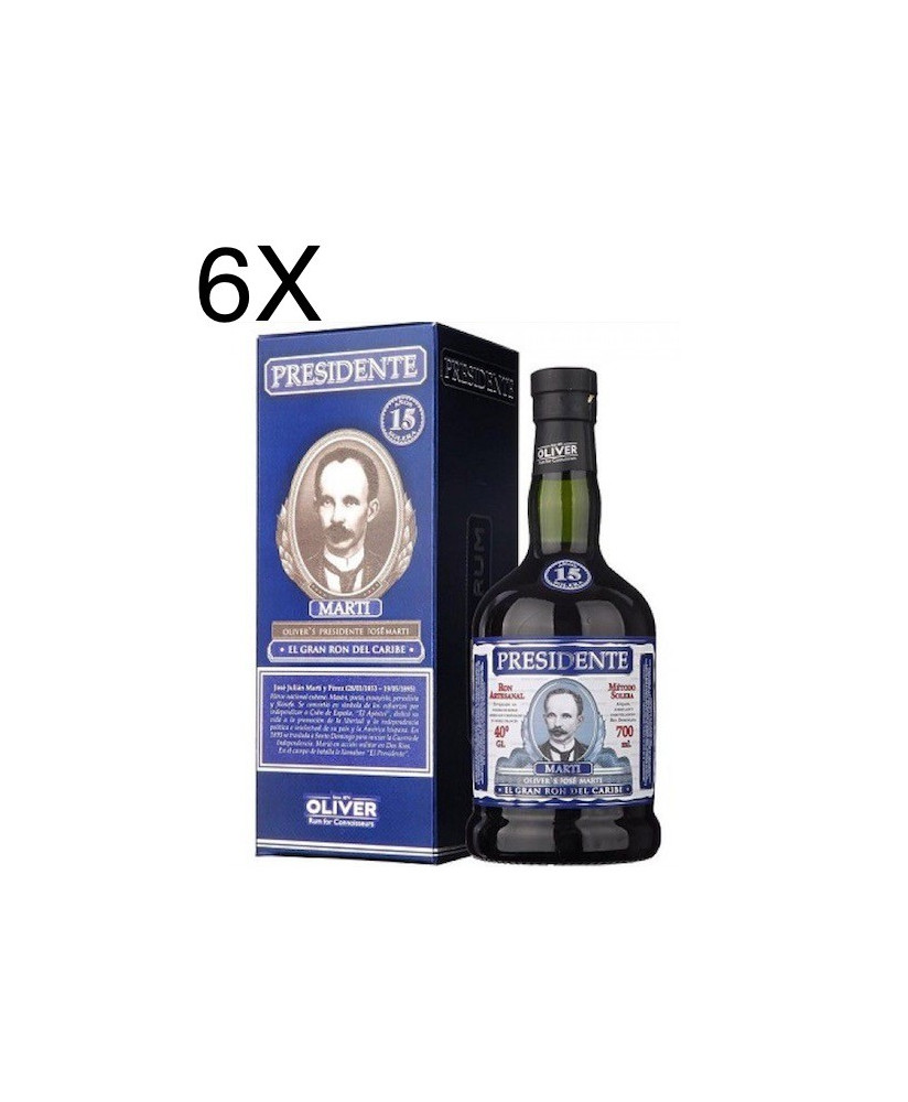 Vendita online Rum Dominicano Presidente Oliver's Marti 15 anni, sistema solera. Prezzo Rum Presidente