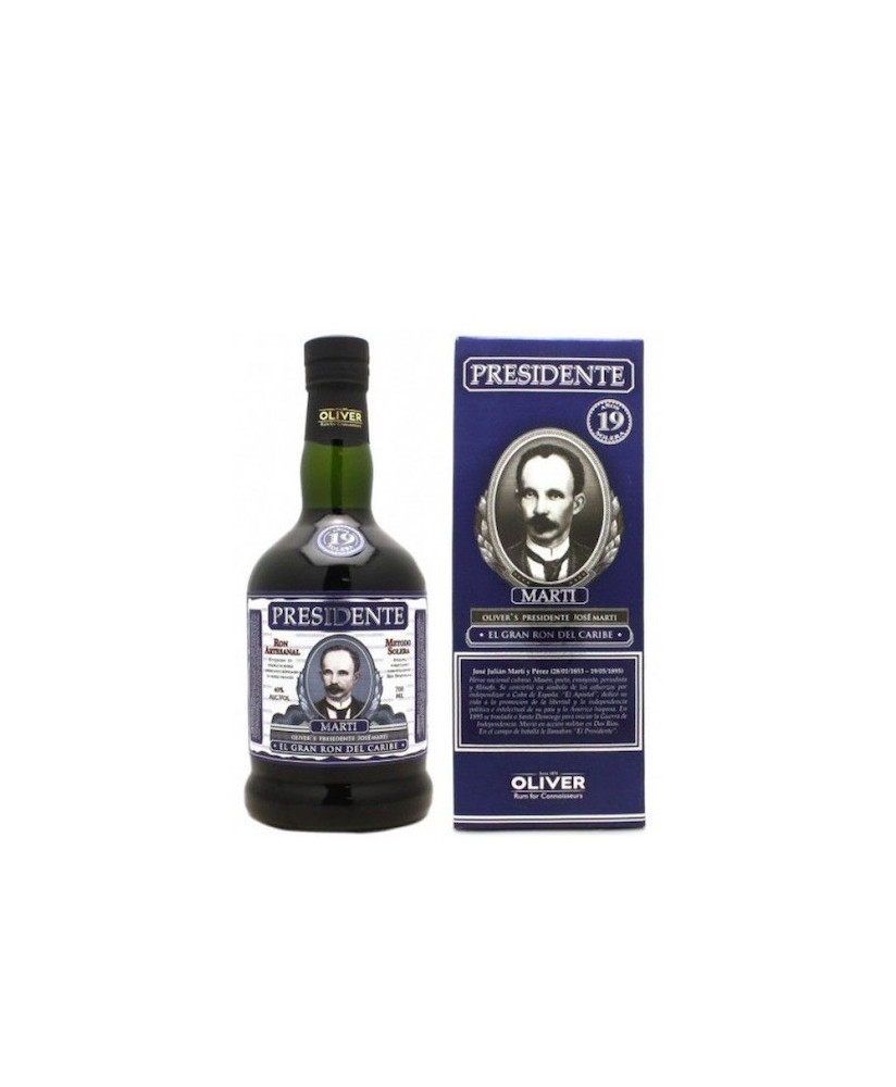 Vendita online Rum Dominicano Presidente Oliver's Marti 19 anni, sistema solera. Prezzo Rum Presidente