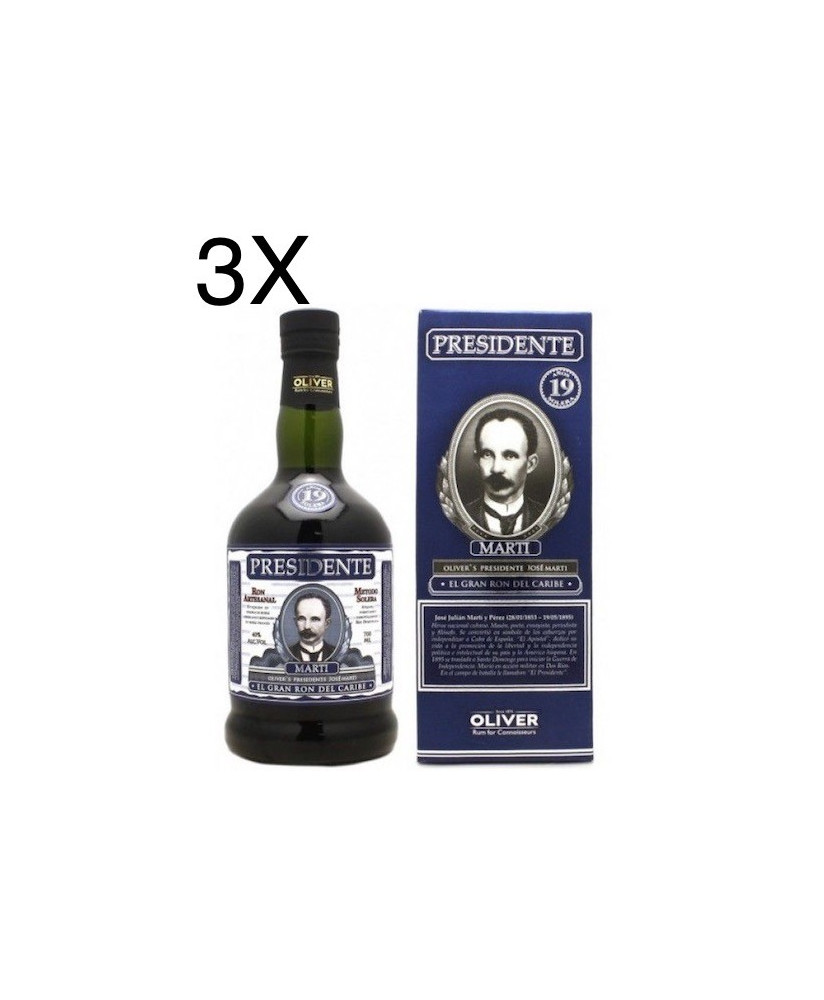 Buy online Rum Dominican President Oliver's Marti 19, solera system. Price Rum President Marti