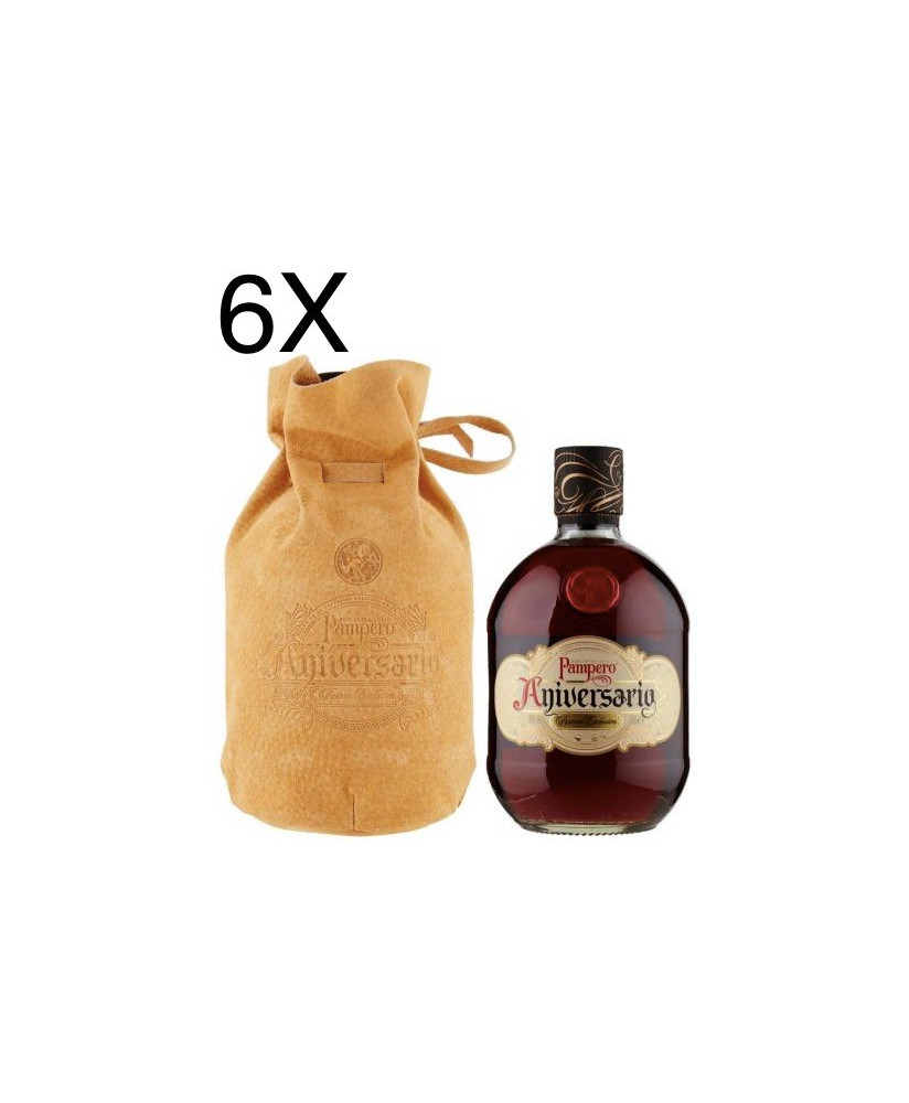 Vendita online Rum del Venezuela Pampero Anniversario, bottiglia rivestita con sacchettino di pelle. Shop on line Ron Pampero Ri