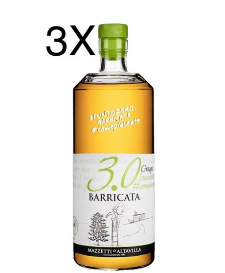 (3 BOTTLES) Mazzetti d'Altavilla - 3.0 Grappa Barricata - 70cl