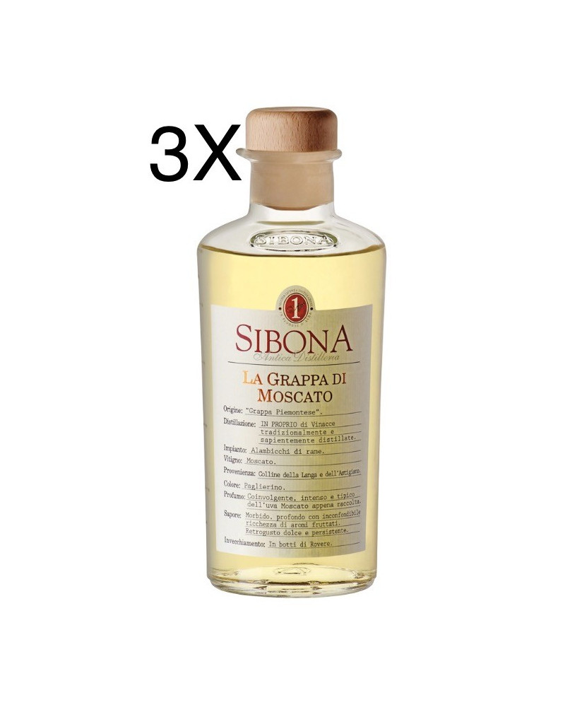 (3 BOTTIGLIE) Sibona - Grappa di Moscato - 50cl