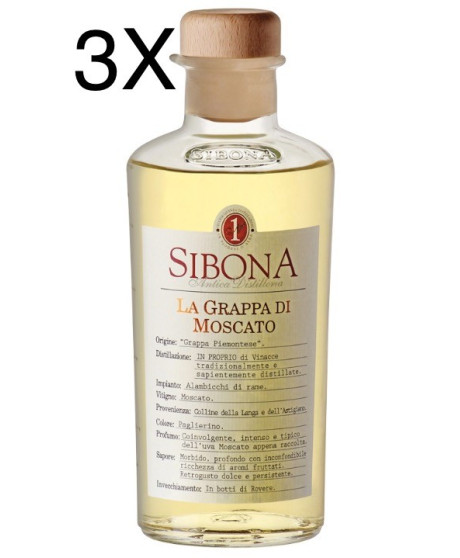 (3 BOTTLES) Sibona - Grappa di Moscato - 50cl