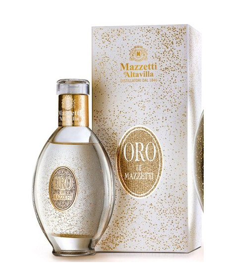 Vendita online Grappa Mazzetti d'Altavilla ORO DI MAZZETTI, liquore a base di grappa (98%) con scaglie di oro alimentare 23 cara Vendita online Grappa Mazzetti d'Altavilla ORO DI MAZZETTI, liquore a base di grappa (98%) con scaglie di oro alimentare 23 cara