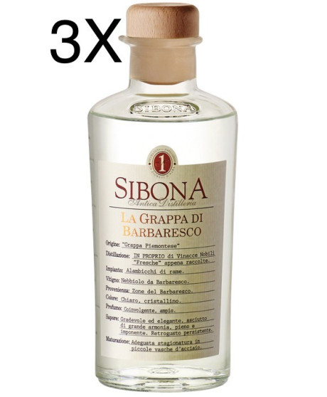 (3 BOTTLES) Sibona - Grappa di Barbaresco - 50cl