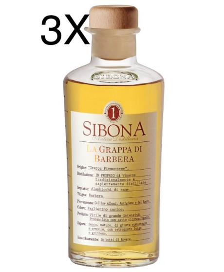 (3 BOTTLES) Sibona - Grappa di Barbera - 50cl