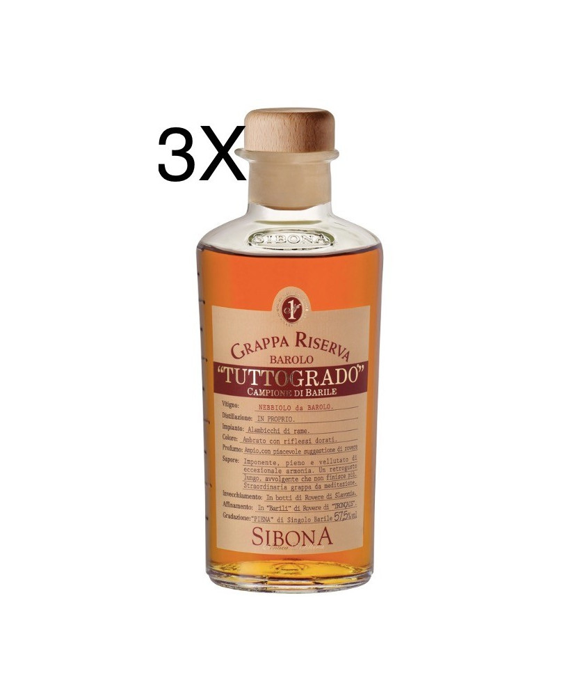 (3 BOTTIGLIE) Sibona - Grappa Tuttogrado di Barolo - 50cl