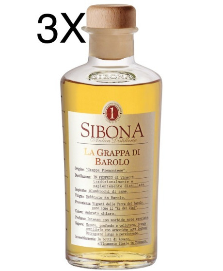 (3 BOTTIGLIE) Sibona - Grappa di Barolo - 50cl