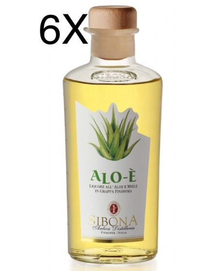 (6 BOTTLES) Sibona - Grappa Alo-è - Aloe and Honey - 50cl