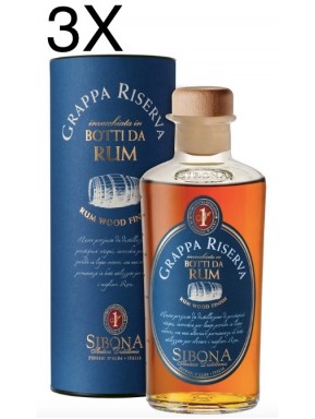 (3 BOTTLES) Sibona - Grappa Riserva - Honed in barrels of Rum - 50cl