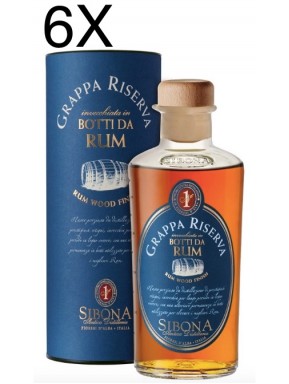 (6 BOTTLES) Sibona - Grappa Riserva - Honed in barrels of Rum - 50cl