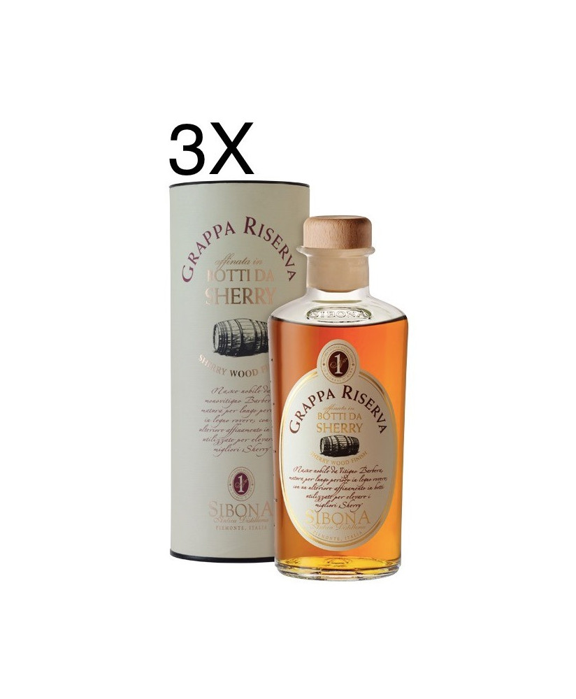 (3 BOTTLES) Sibona - Grappa Reserve Sherry wood finish - 50cl