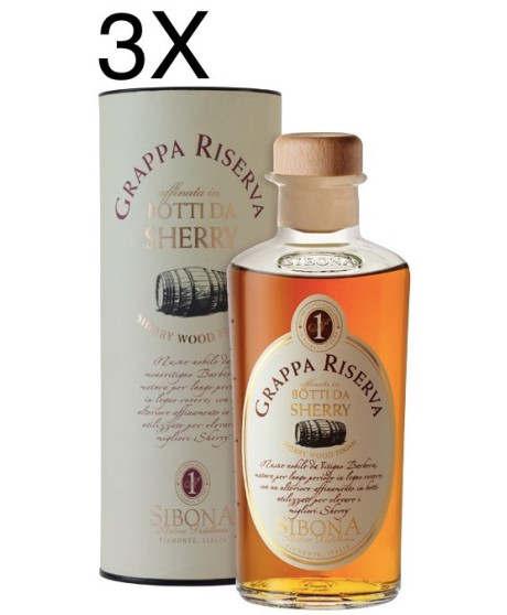 (3 BOTTLES) Sibona - Grappa Reserve Sherry wood finish - 50cl