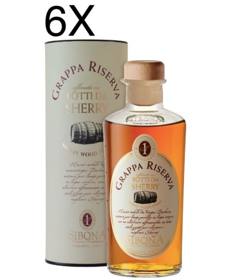 (6 BOTTLES) Sibona - Grappa Reserve Sherry wood finish - 50cl