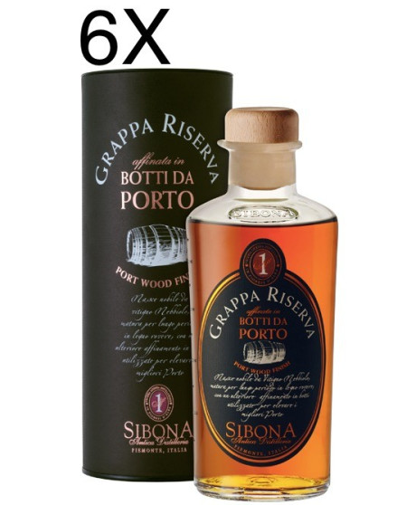 (6 BOTTIGLIE) Sibona - Grappa Riserva - Affinata in Botti da Porto - 50cl