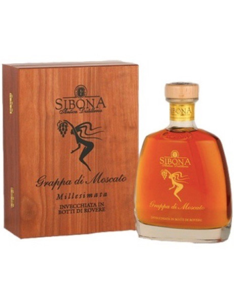 Shop online italian Grappa Sibona Moscato Wood. Online sales Sibona quality grappa best price