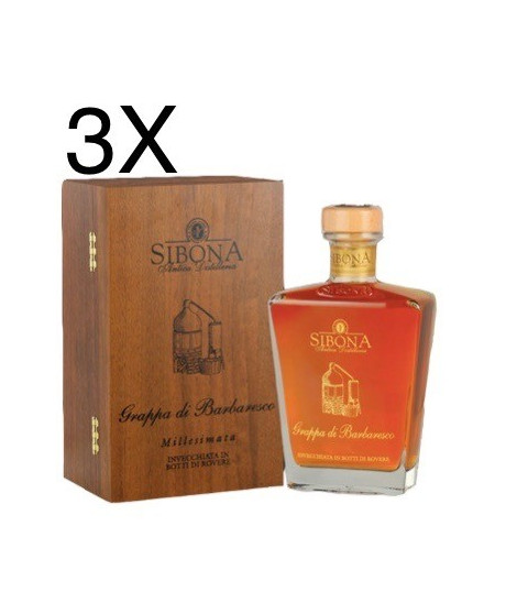 (3 BOTTIGLIE) Sibona - Grappa di Barbaresco 2010 - 70cl - Astucciata in legno