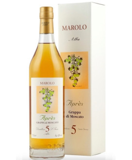 Vendita online e prezzi Grappa Marolo di Moscato Après invecchiata 5 anni. Shop online grappe della distilleria Marolo di Alba,
