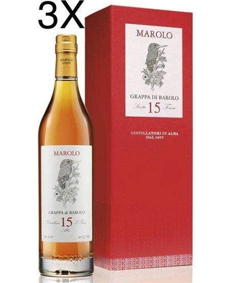 (3 BOTTLES) Marolo - Grappa Barolo - 15 Years - 70cl