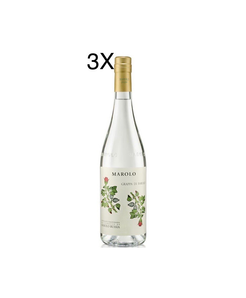 (3 BOTTLES) Marolo - Grappa Barolo - Bussia - White Grappa - 70cl