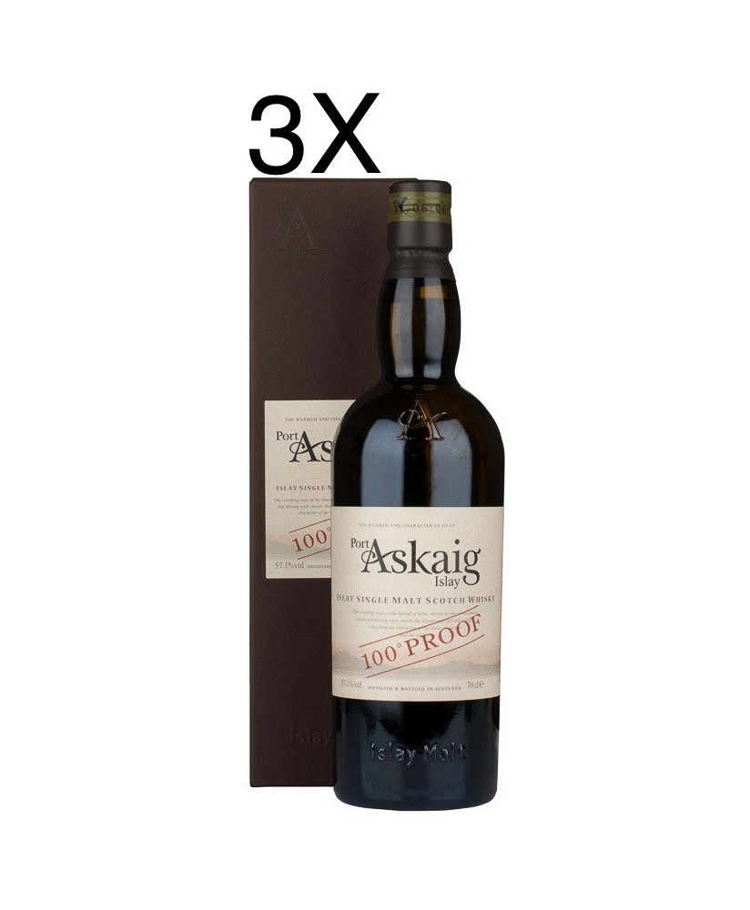 (3 BOTTLES) Port Askaig - 100° Proof - Islay Single Malt Scoth Whisky - 70cl - Astucciato