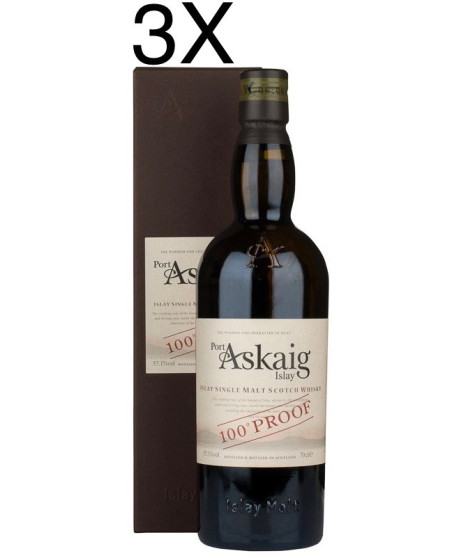 (3 BOTTLES) Port Askaig - 100° Proof - Islay Single Malt Scoth Whisky - 70cl - Astucciato