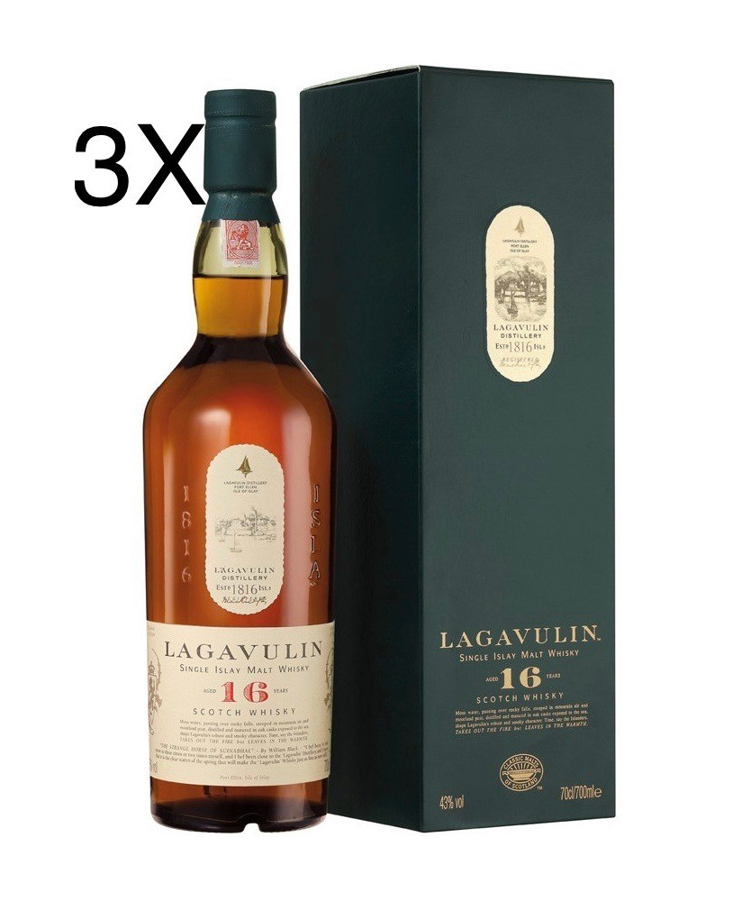 (3 BOTTIGLIE) Lagavulin - Islay Single Malt - 16 anni - 70cl