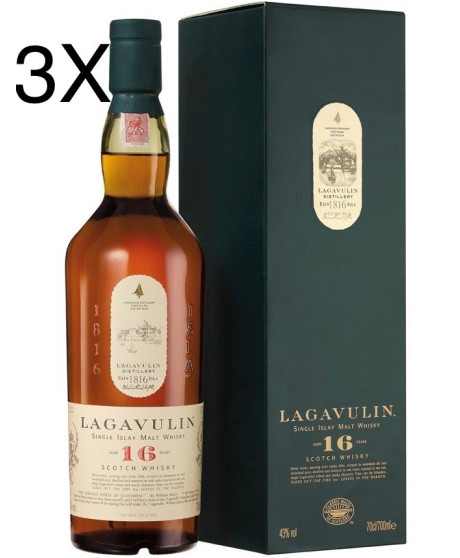 (3 BOTTIGLIE) Lagavulin - Islay Single Malt - 16 anni - 70cl